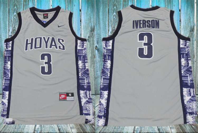 Georgetown University Hoyas 3 Allen Iverson Gray College Basketball Jersey,We sell and wholesale Georgetown University Hoyas 3 Allen Iverson Gray College Basketball Jersey on line form chian!